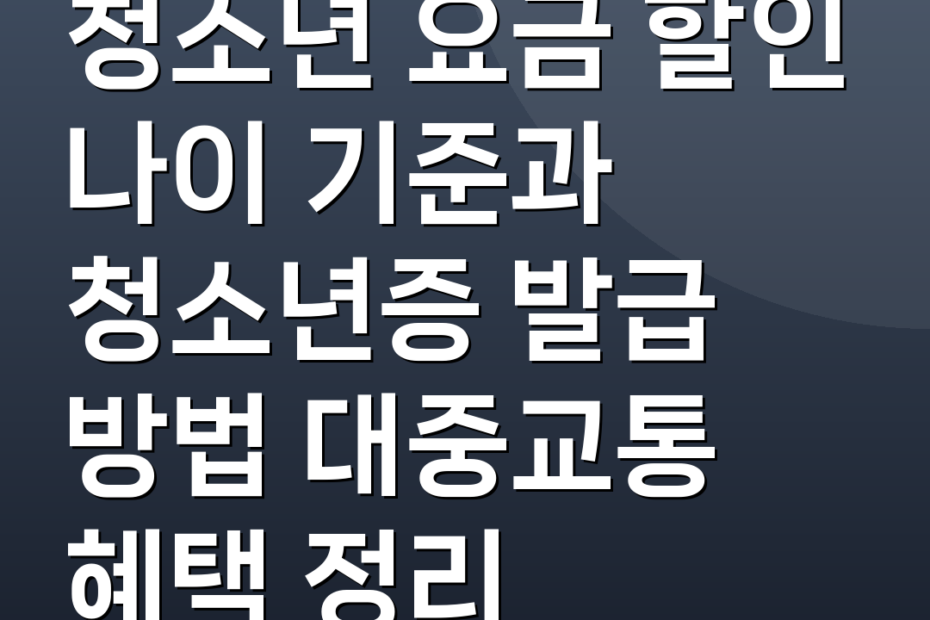 청소년 요금 할인 나이 기준과 청소년증 발급 방법 대중교통 혜택 정리