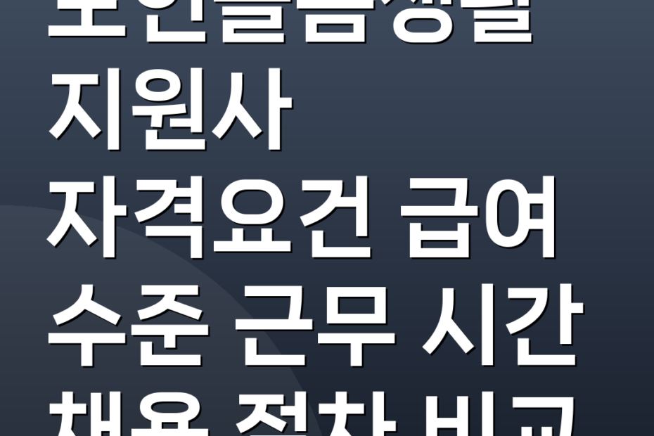 노인돌봄생활지원사 자격요건 급여 수준 근무 시간 채용 절차 비교