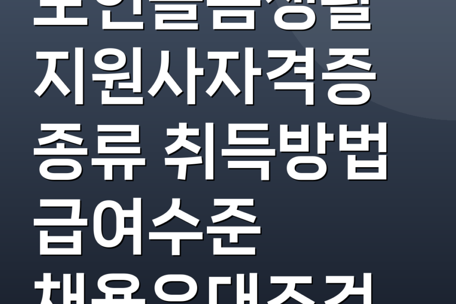 노인돌봄생활지원사자격증 종류 취득방법 급여수준 채용우대조건
