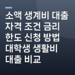 소액 생계비 대출 자격 조건 금리 한도 신청 방법 대학생 생활비 대출 비교