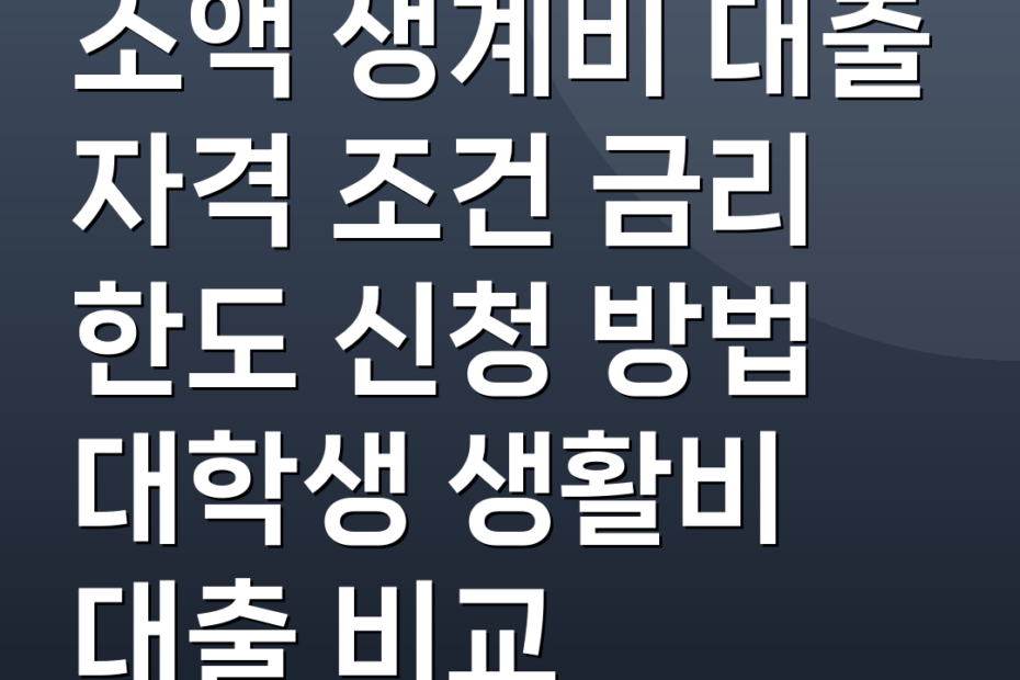 소액 생계비 대출 자격 조건 금리 한도 신청 방법 대학생 생활비 대출 비교