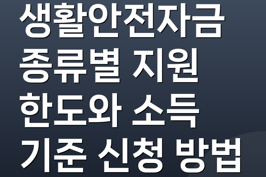 생활안전자금 종류별 지원 한도와 소득 기준 신청 방법