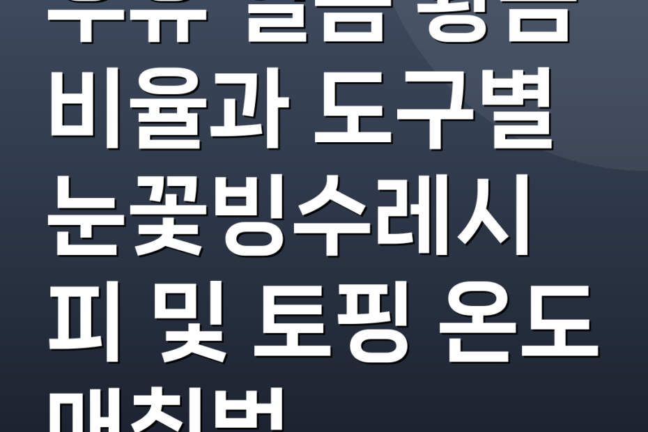 우유 얼음 황금 비율과 도구별 눈꽃빙수레시피 및 토핑 온도 매칭법