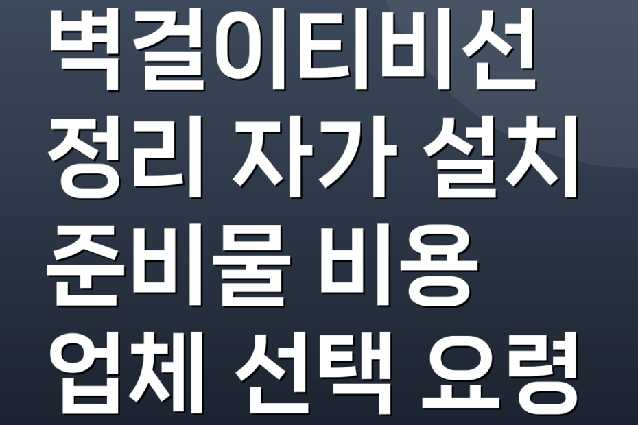 벽걸이티비선정리 자가 설치 준비물 비용 업체 선택 요령