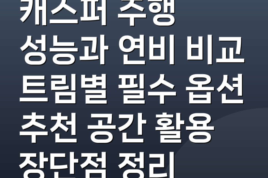 캐스퍼 주행 성능과 연비 비교 트림별 필수 옵션 추천 공간 활용 장단점 정리