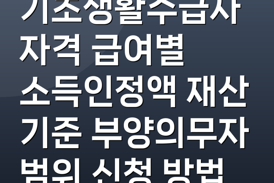 기초생활수급자자격 급여별 소득인정액 재산 기준 부양의무자 범위 신청 방법