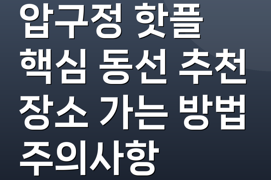 압구정 핫플 핵심 동선 추천 장소 가는 방법 주의사항