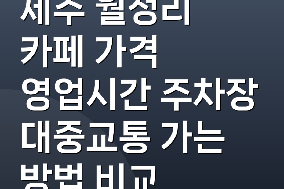제주 월정리 카페 가격 영업시간 주차장 대중교통 가는 방법 비교