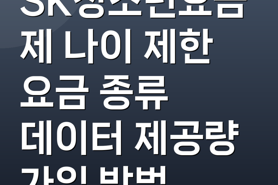 SK청소년요금제 나이 제한 요금 종류 데이터 제공량 가입 방법