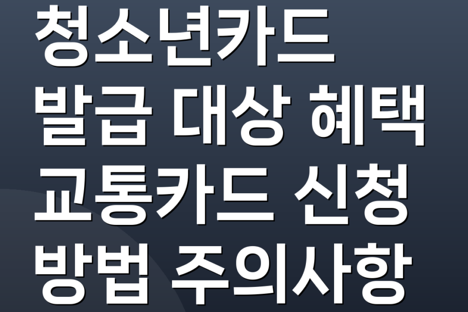 청소년카드 발급 대상 혜택 교통카드 신청 방법 주의사항
