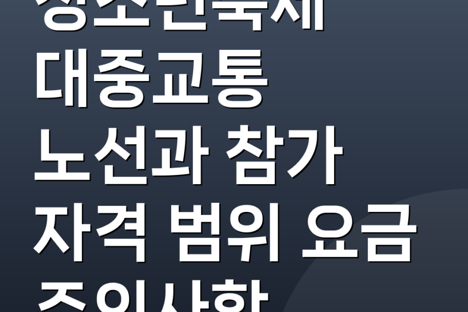 청소년축제 대중교통 노선과 참가 자격 범위 요금 주의사항