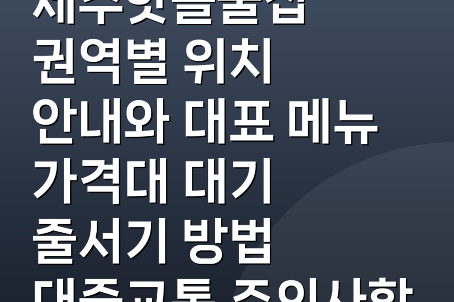 제주핫플술집 권역별 위치 안내와 대표 메뉴 가격대 대기 줄서기 방법 대중교통 주의사항